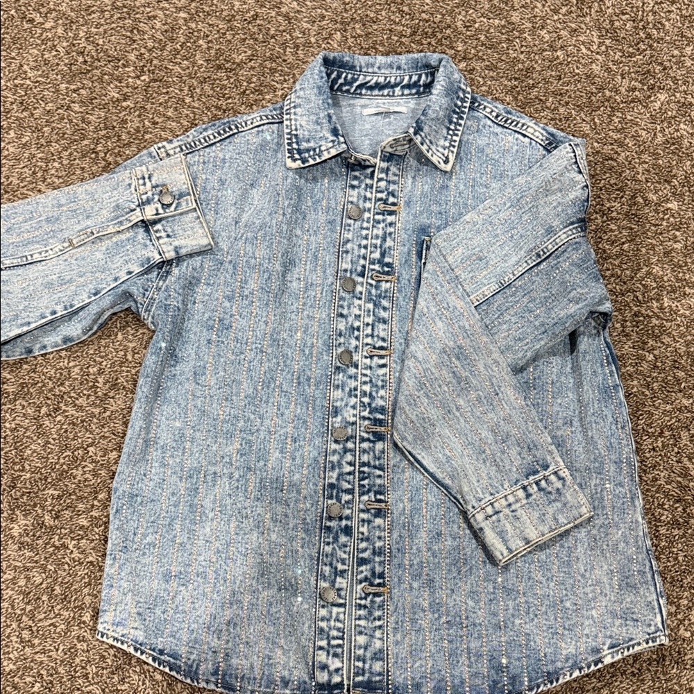 Sequin Denim Button jacket